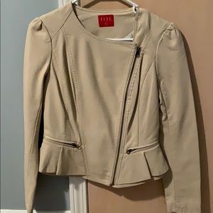 Khakis/cream leather jacket